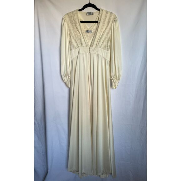 Vintage Lily of France Two Piece Nightgown Set Long Dress and Robe with Lace - Picture 6 of 12